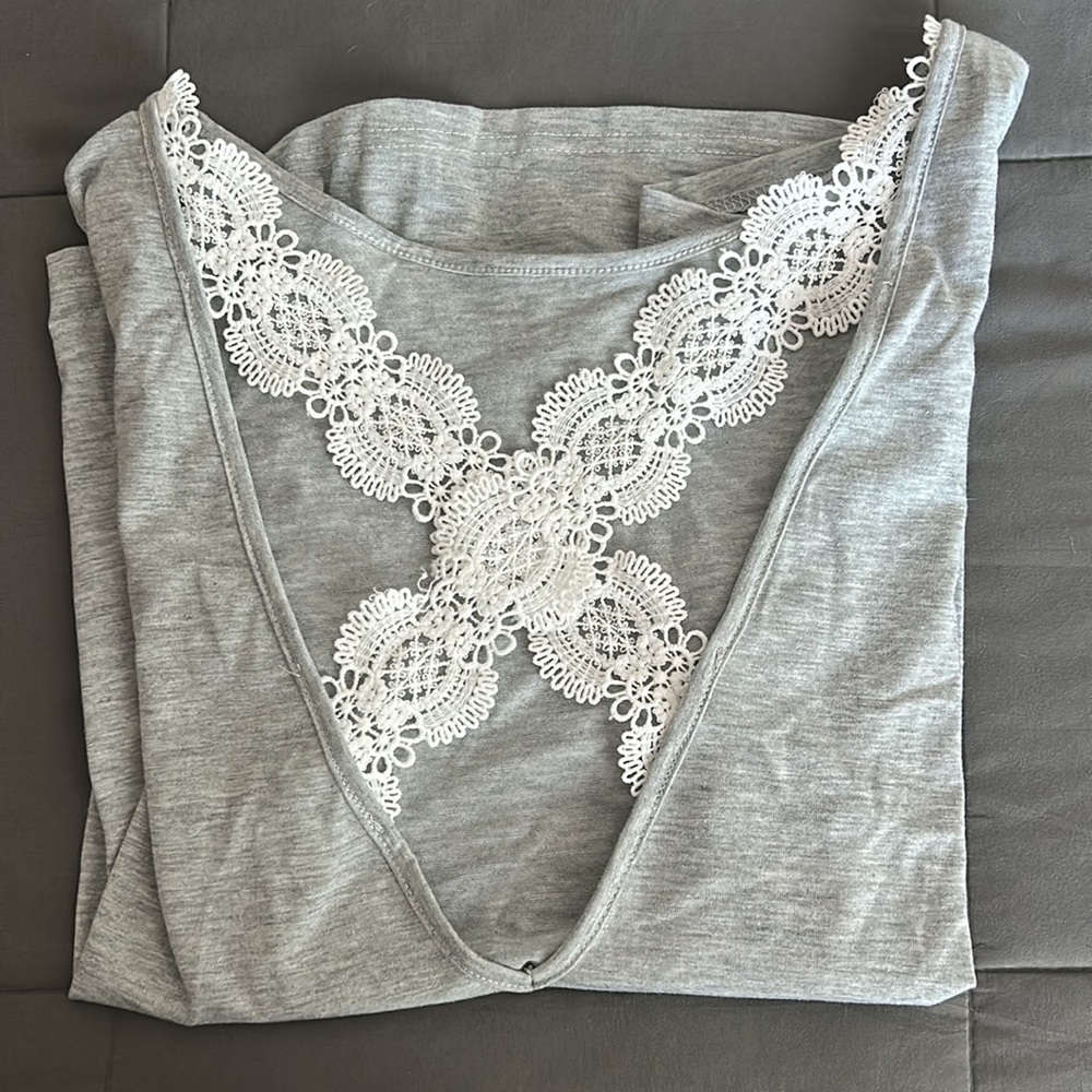 Gray shirt with lace back